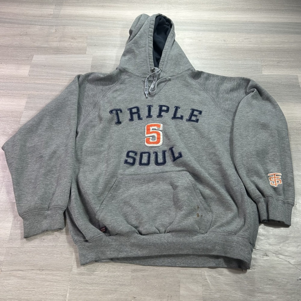 VINTAGE Triple Five Soul Hoodie Mens Large Gray Pullover Sweatshirt Y2K Hip Hop